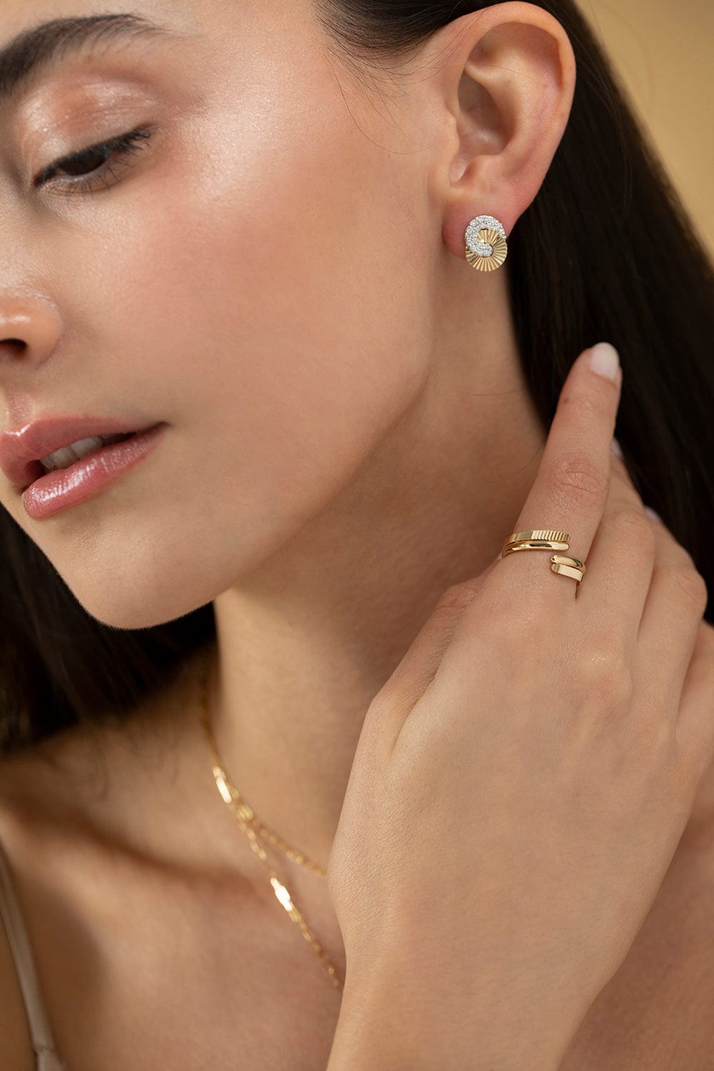 PHILLIPS HOUSE-Aura Crossover Ring-YELLOW GOLD