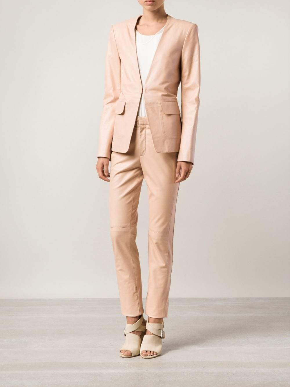 PHILOSOPHY-Leather Pant With Jersey Side Stripe-
