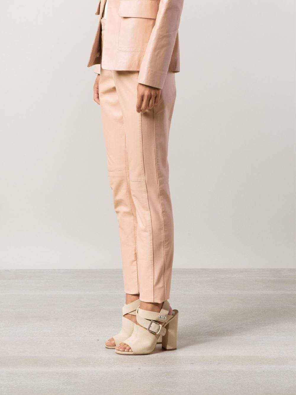 PHILOSOPHY-Leather Pant With Jersey Side Stripe-