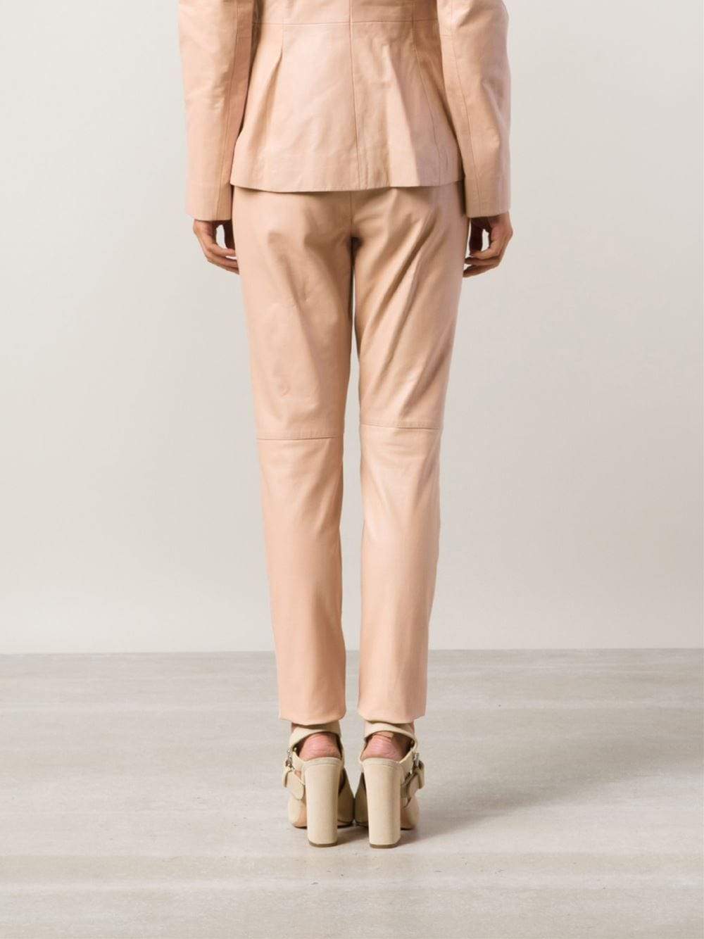 PHILOSOPHY-Leather Pant With Jersey Side Stripe-