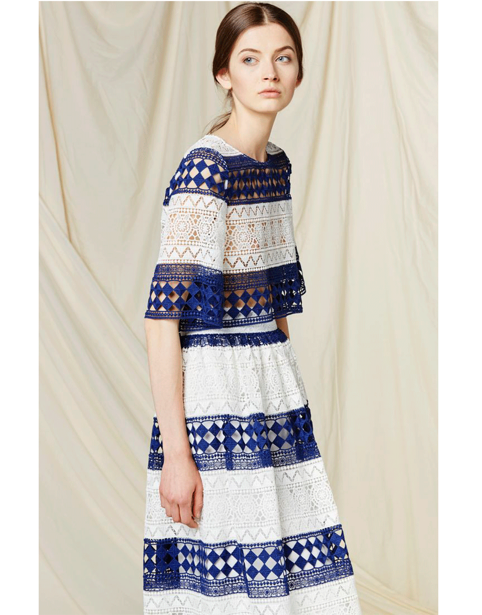 PHILOSOPHY-Stripe Lace Skirt-