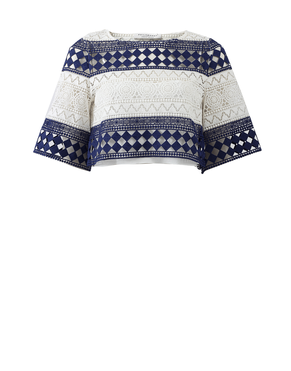 PHILOSOPHY-Stripe Lace Crop Top-