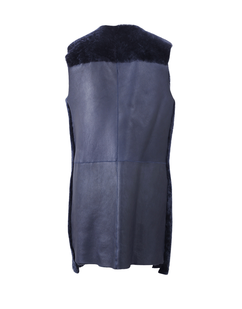 PIAZZA SEMPIONE-Reversible Shearling Vest-ULTRAMAR