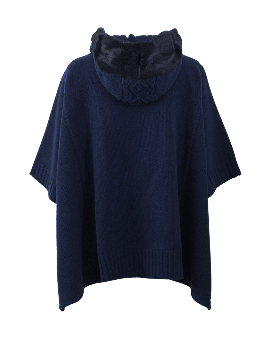 PIAZZA SEMPIONE-Knit Poncho With Hood-ULTRAMAR
