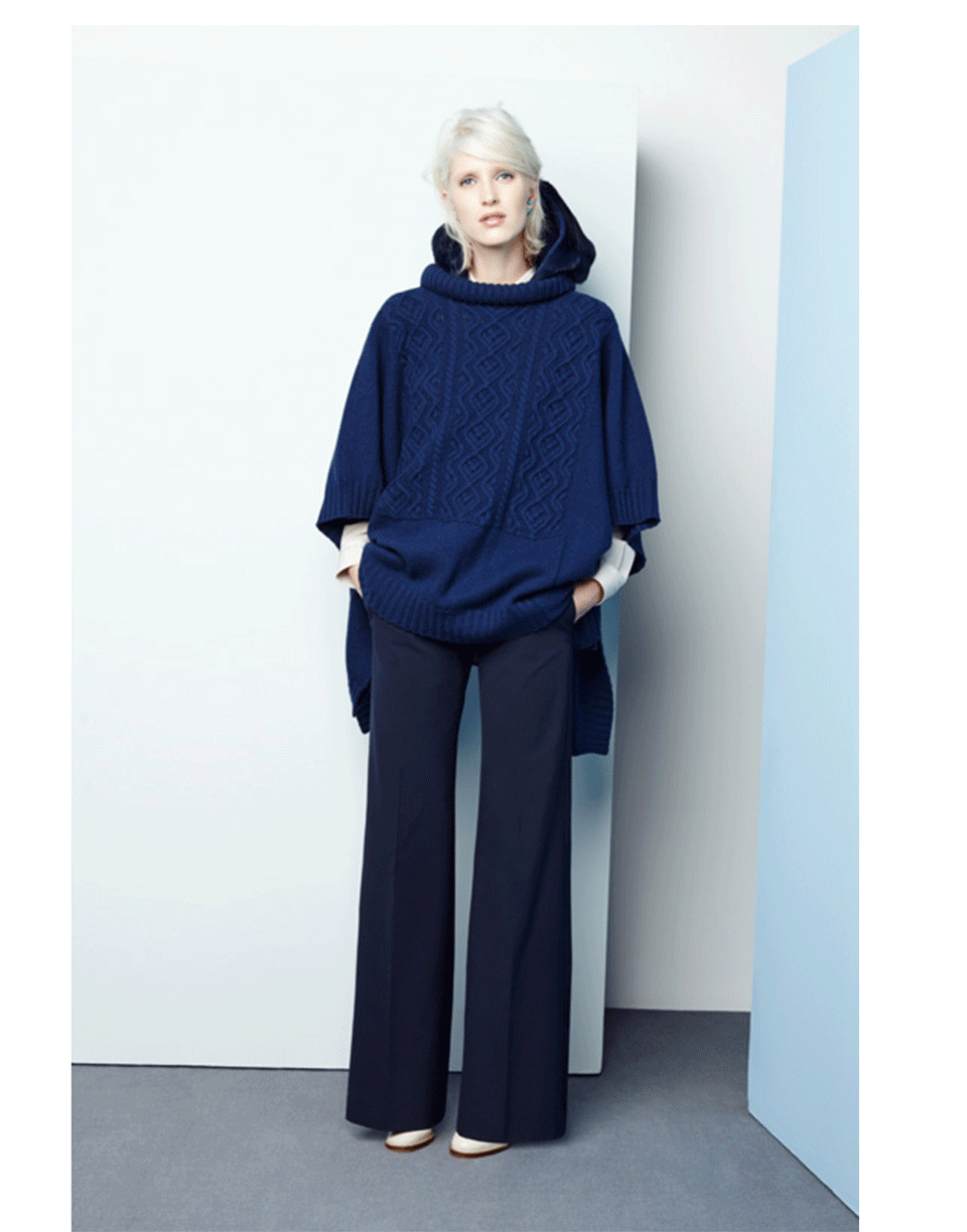 PIAZZA SEMPIONE-Knit Poncho With Hood-ULTRAMAR