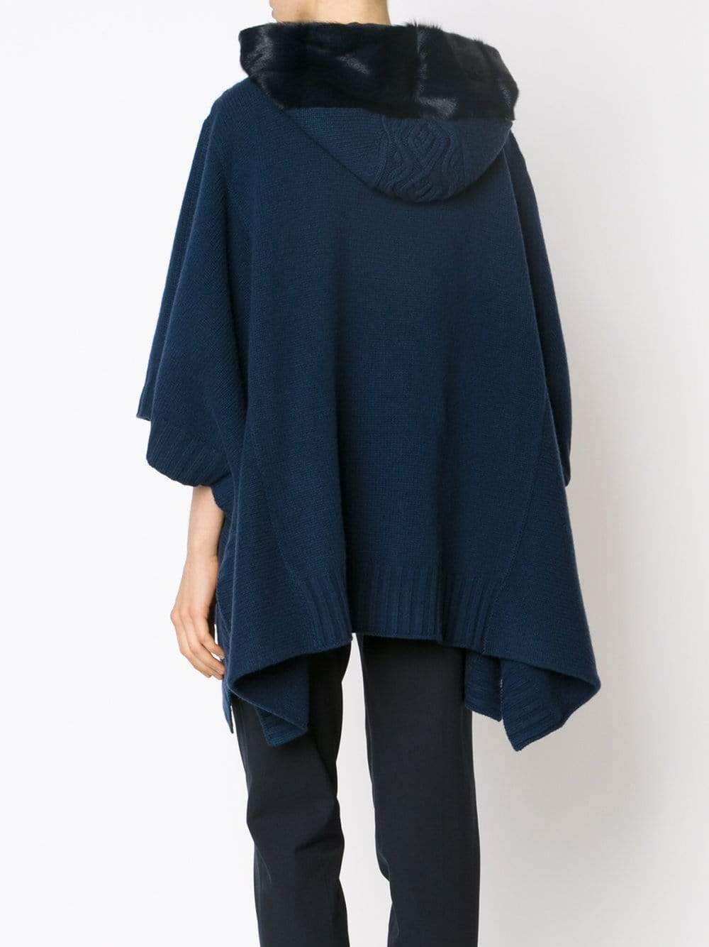 PIAZZA SEMPIONE-Knit Poncho With Hood-ULTRAMAR