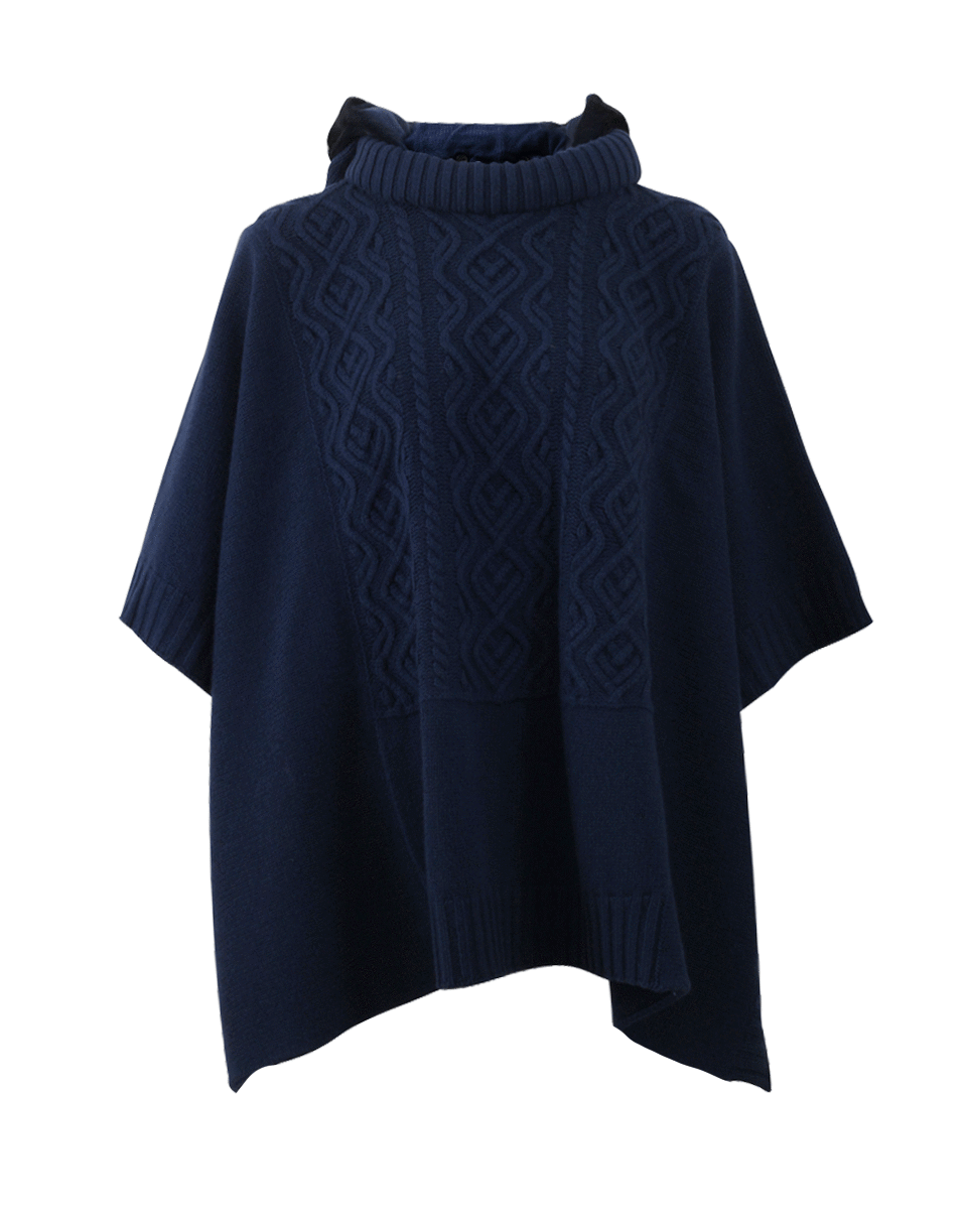 PIAZZA SEMPIONE-Knit Poncho With Hood-ULTRAMAR