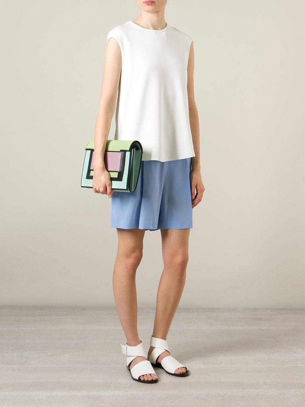 PIERRE HARDY-Square On Square Clutch-MINT/LIM