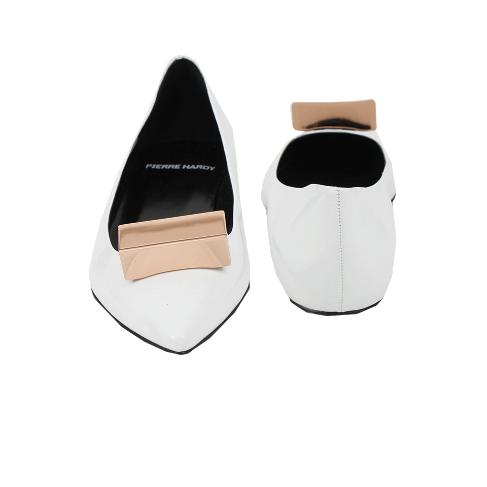 PIERRE HARDY-White Cube Toe Ballerina Flat-