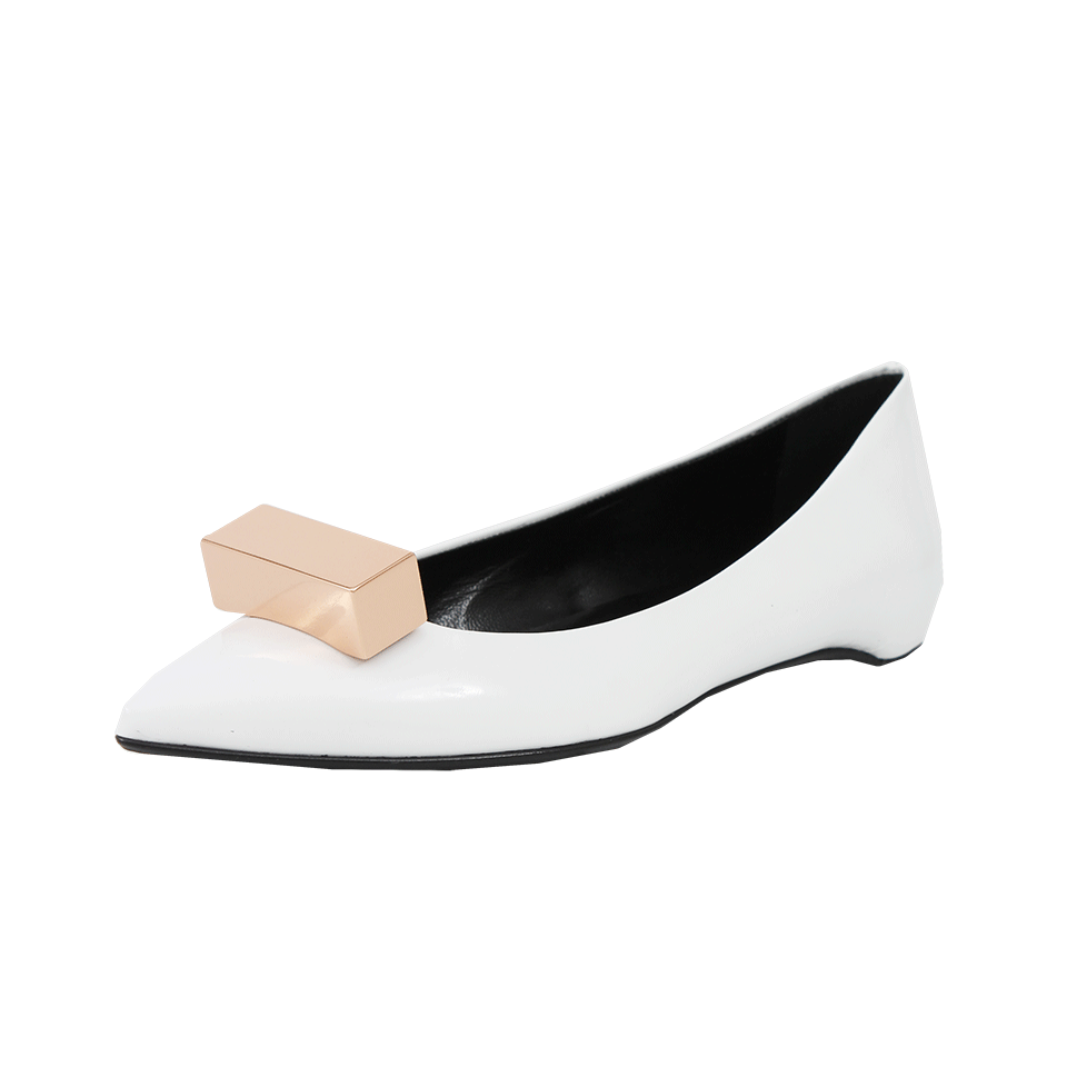 PIERRE HARDY-White Cube Toe Ballerina Flat-