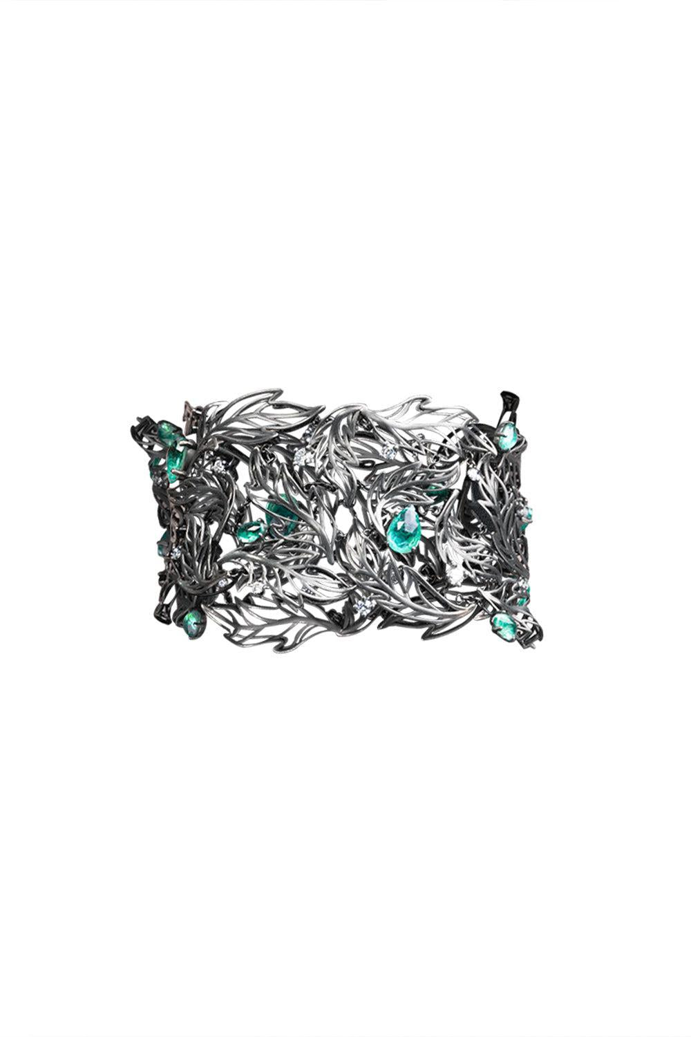 Emerald Botanica Bracelet-BLACK GOLD-JEWELRYFINE JEWELBRACELET O-PIRANESI