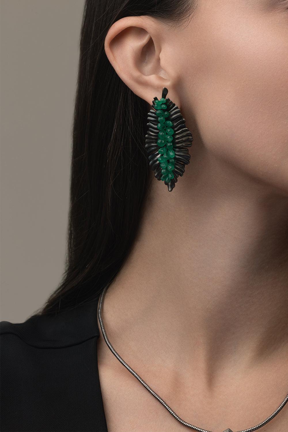 Briolette Emerald Earrings-BLACK GOLD-JEWELRYFINE JEWELEARRING-PIRANESI