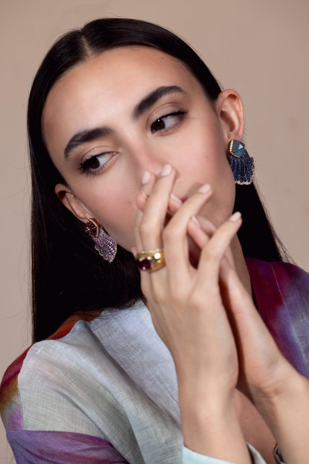 PIRANESI-Mismatch Pastel Earrings-ROSE GOLD