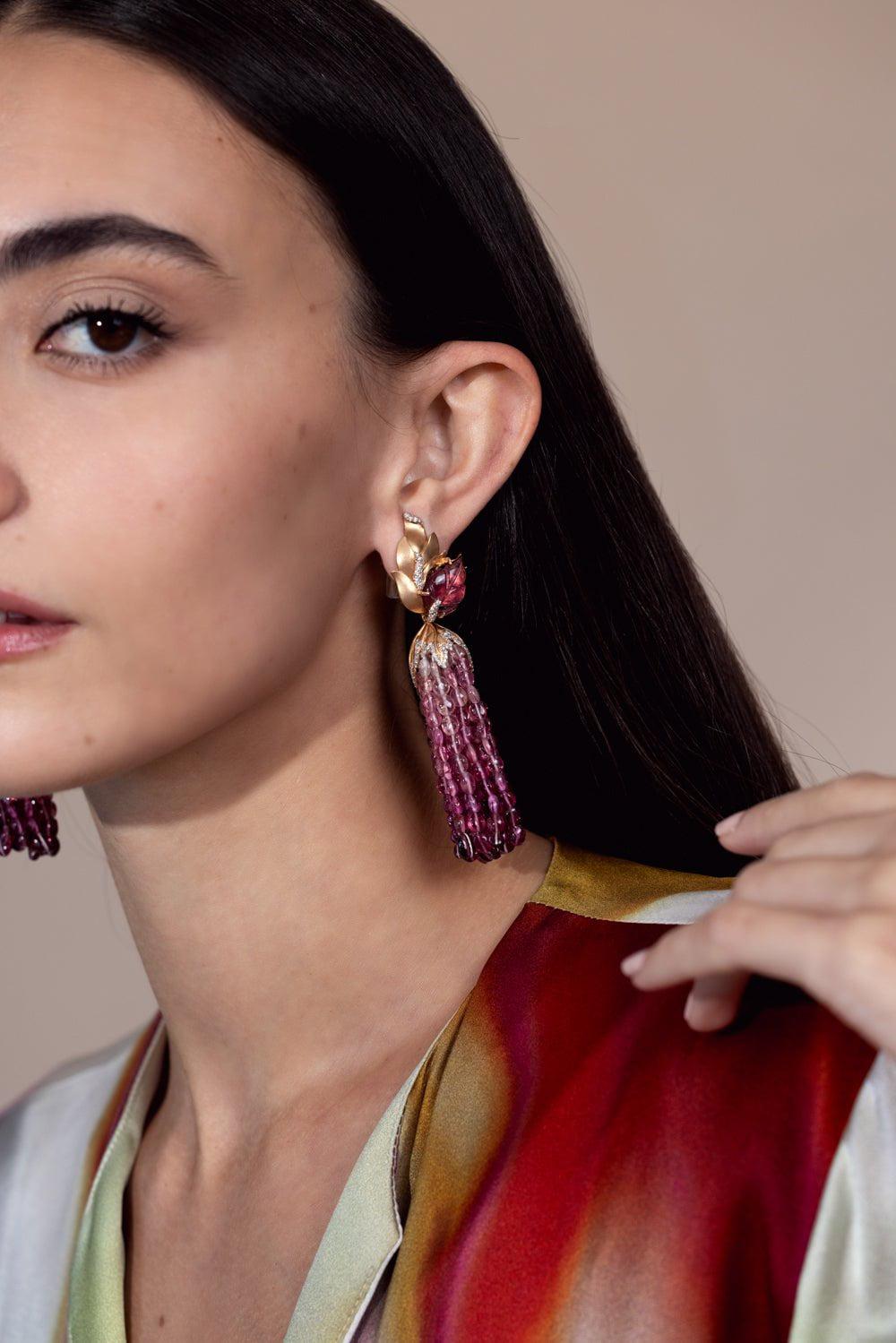 PIRANESI-Pink Botanica Earrings-ROSE GOLD