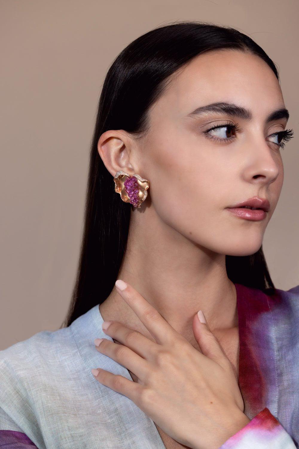 PIRANESI-Pink Sapphire Earrings-ROSE GOLD