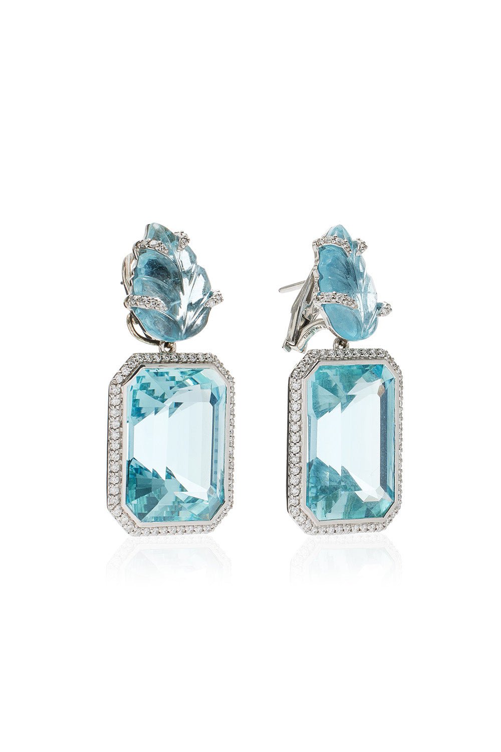 PIRANESI-Aquamarine Diamond Drop Earrings-WHITE GOLD
