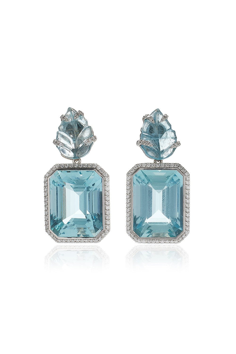 PIRANESI-Aquamarine Diamond Drop Earrings-WHITE GOLD