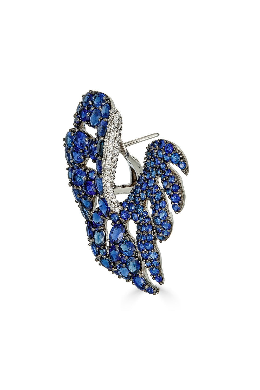 PIRANESI-Blue Sapphire Leaf Earrings-WHITE GOLD