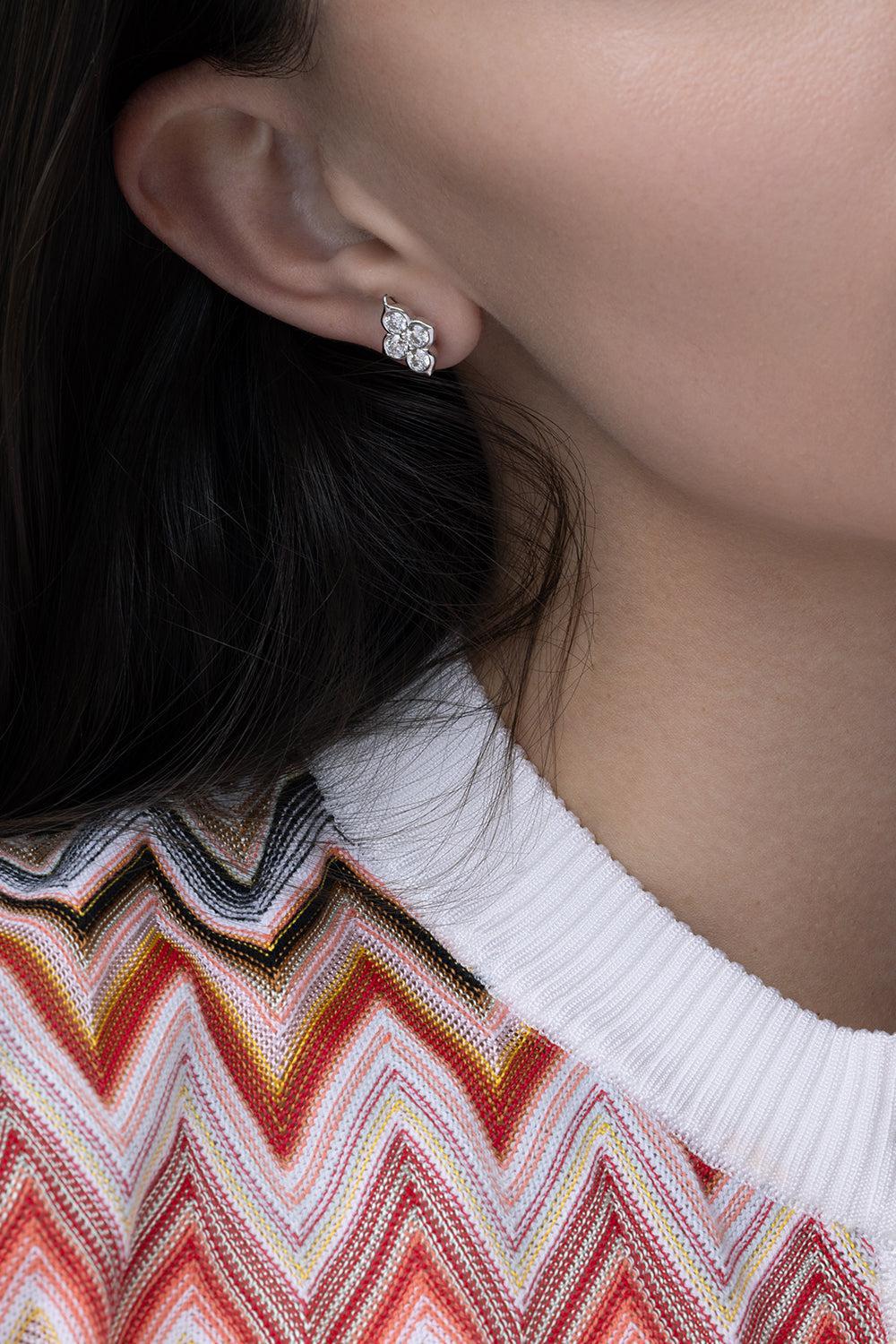 Cluster Diamond Stud Earrings-WHITE GOLD-JEWELRYFINE JEWELEARRING-PIRANESI