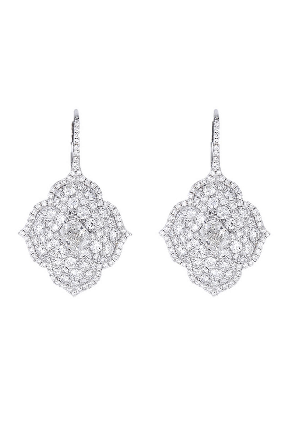 Diamond Floral Earrings-WHITE GOLD-JEWELRYFINE JEWELEARRING-PIRANESI