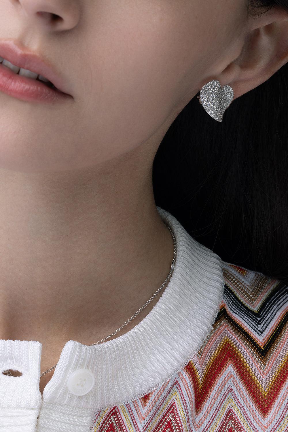 Diamond Medium Heart Wave Earrings-WHITE GOLD-JEWELRYFINE JEWELEARRING-PIRANESI