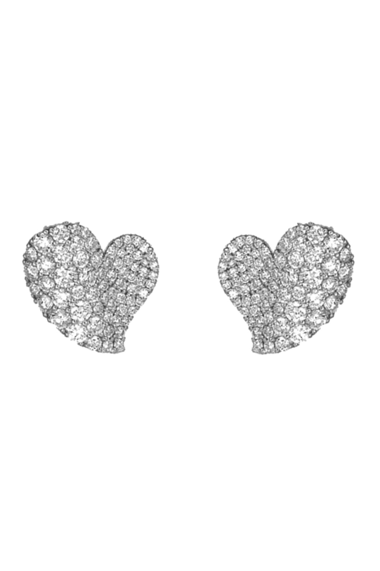 Diamond Medium Heart Wave Earrings-WHITE GOLD-JEWELRYFINE JEWELEARRING-PIRANESI