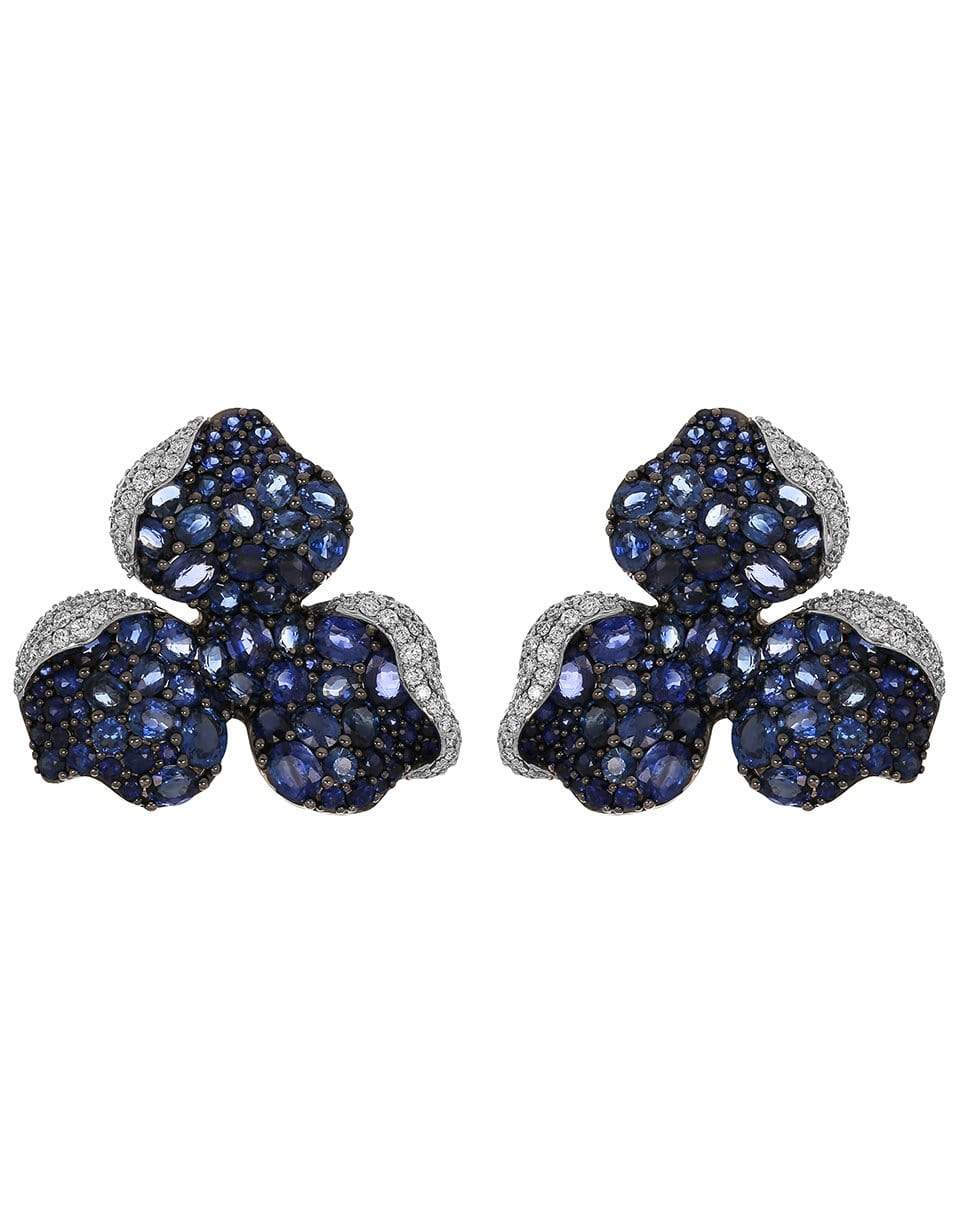 PIRANESI-Large Blue Sapphire Flower Earrings-WHITE GOLD