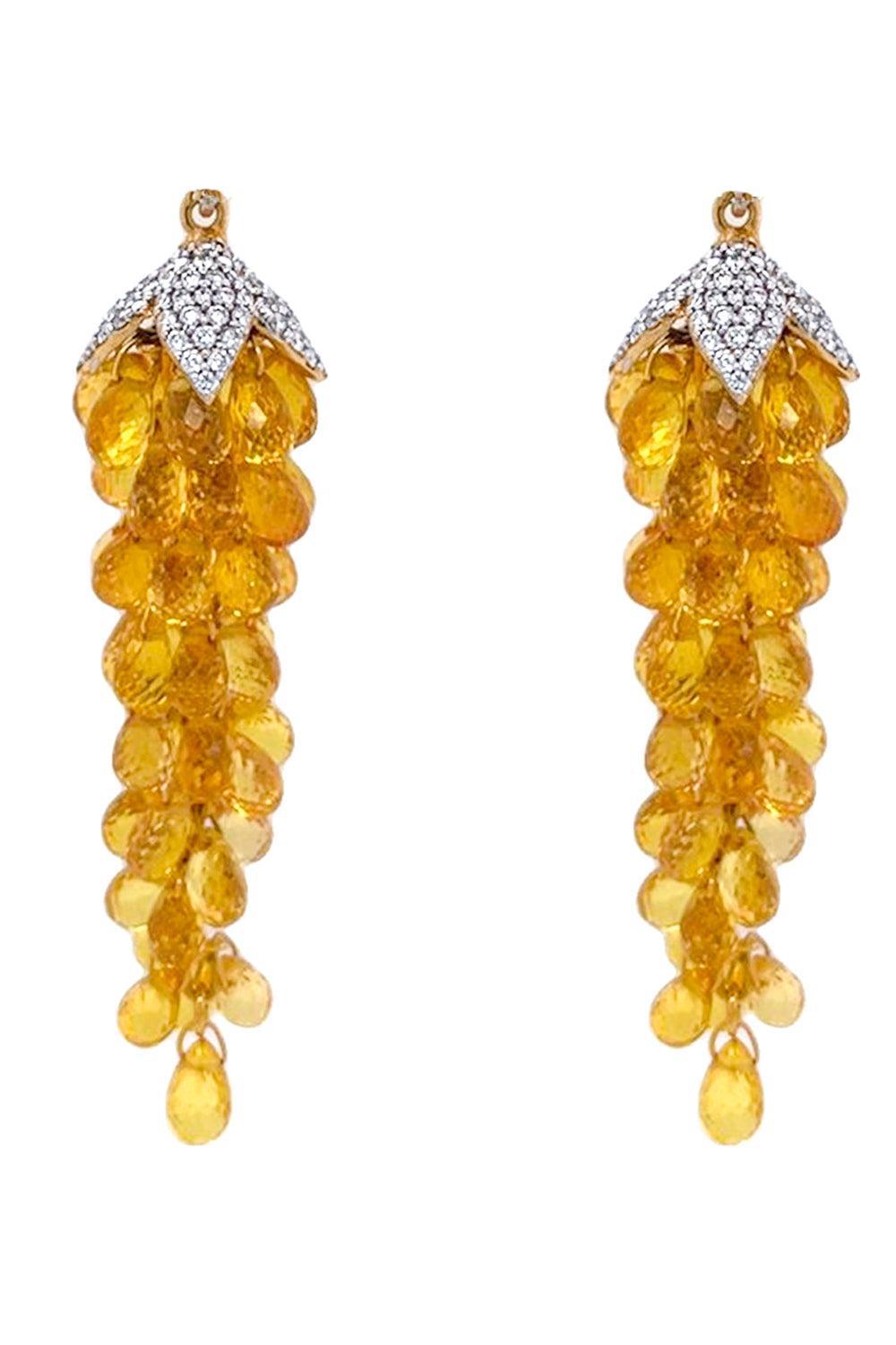 Briolette Yellow Sapphire Drop Earrings-YELLOW GOLD-JEWELRYFINE JEWELEARRING-PIRANESI
