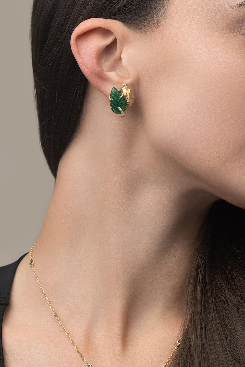 Carved Emerald Earrings-YELLOW GOLD-JEWELRYFINE JEWELEARRING-PIRANESI