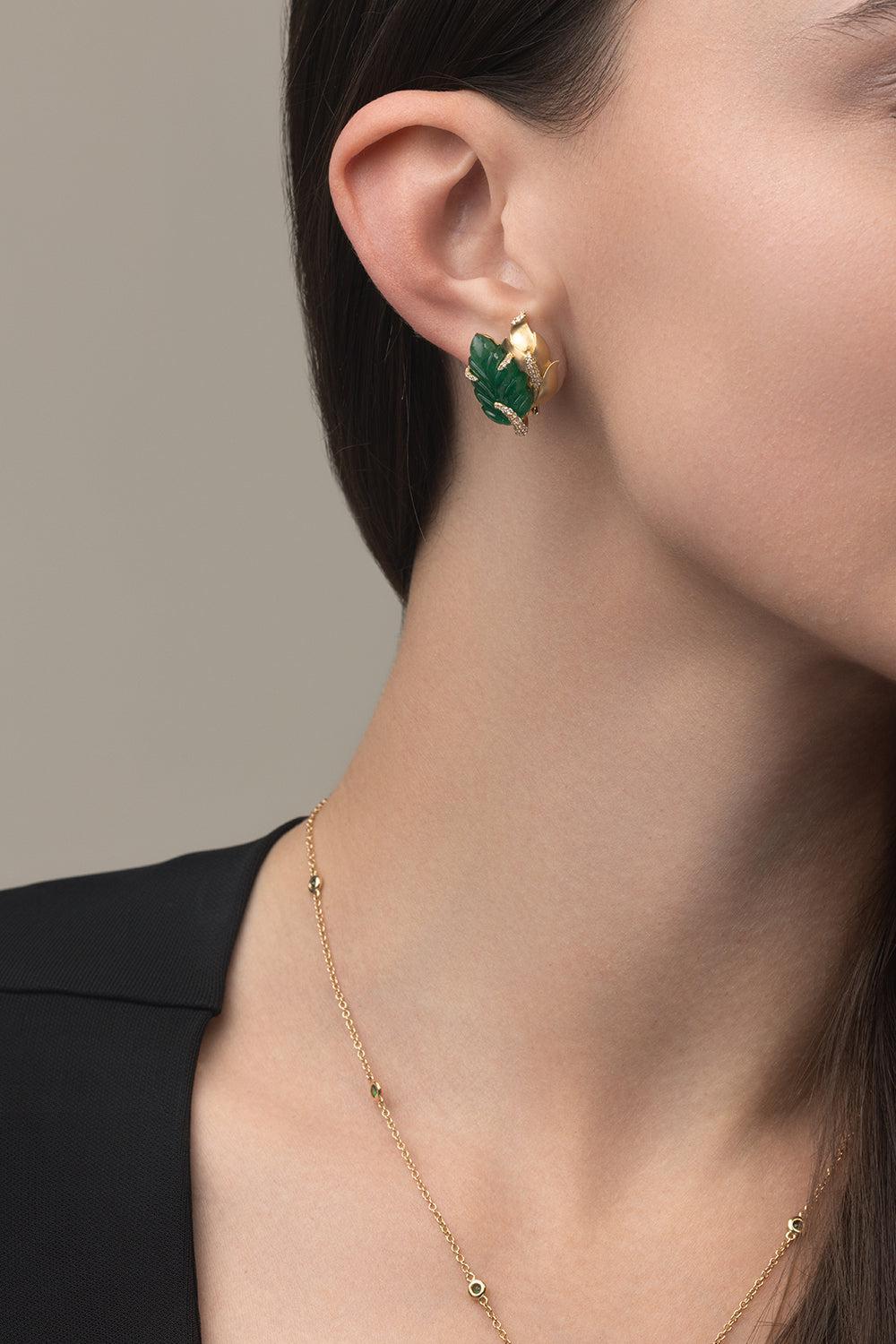Carved Emerald Earrings-YELLOW GOLD-JEWELRYFINE JEWELEARRING-PIRANESI