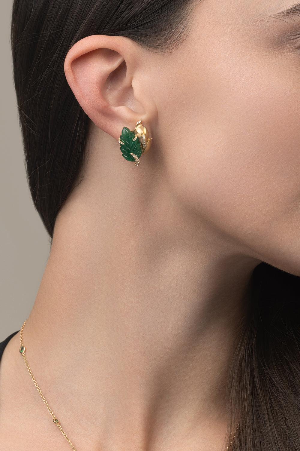 Carved Emerald Earrings-YELLOW GOLD-JEWELRYFINE JEWELEARRING-PIRANESI