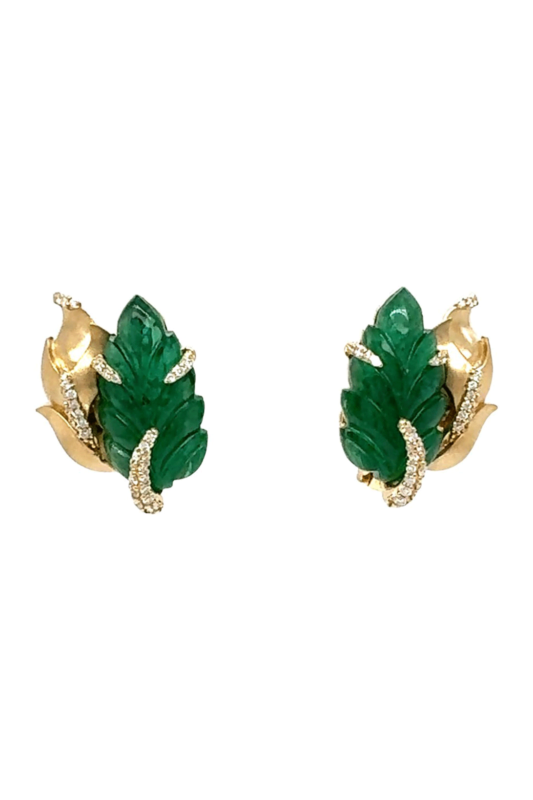 Carved Emerald Earrings-YELLOW GOLD-JEWELRYFINE JEWELEARRING-PIRANESI