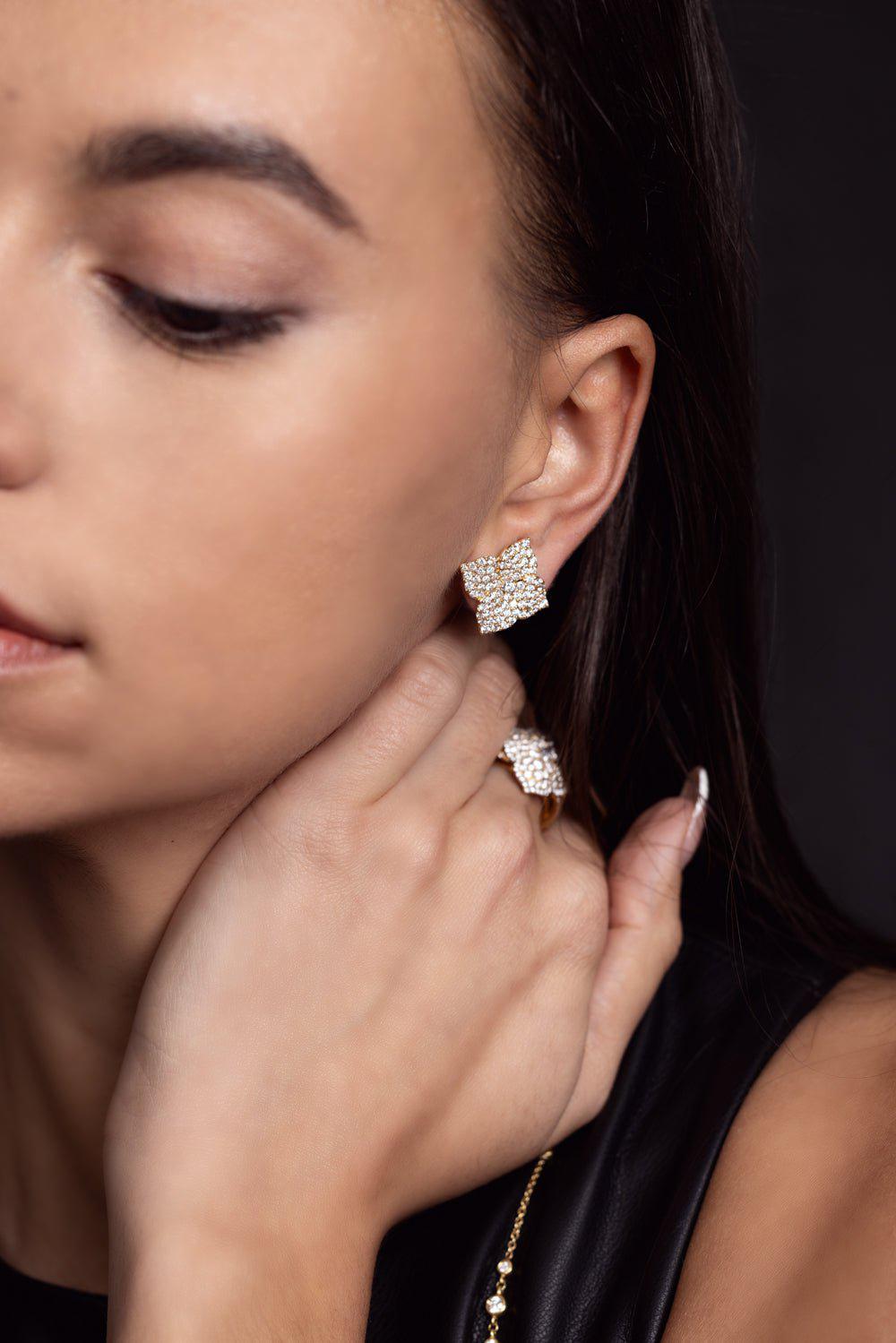 PIRANESI-Fiore Large Flower Earrings-YELLOW GOLD