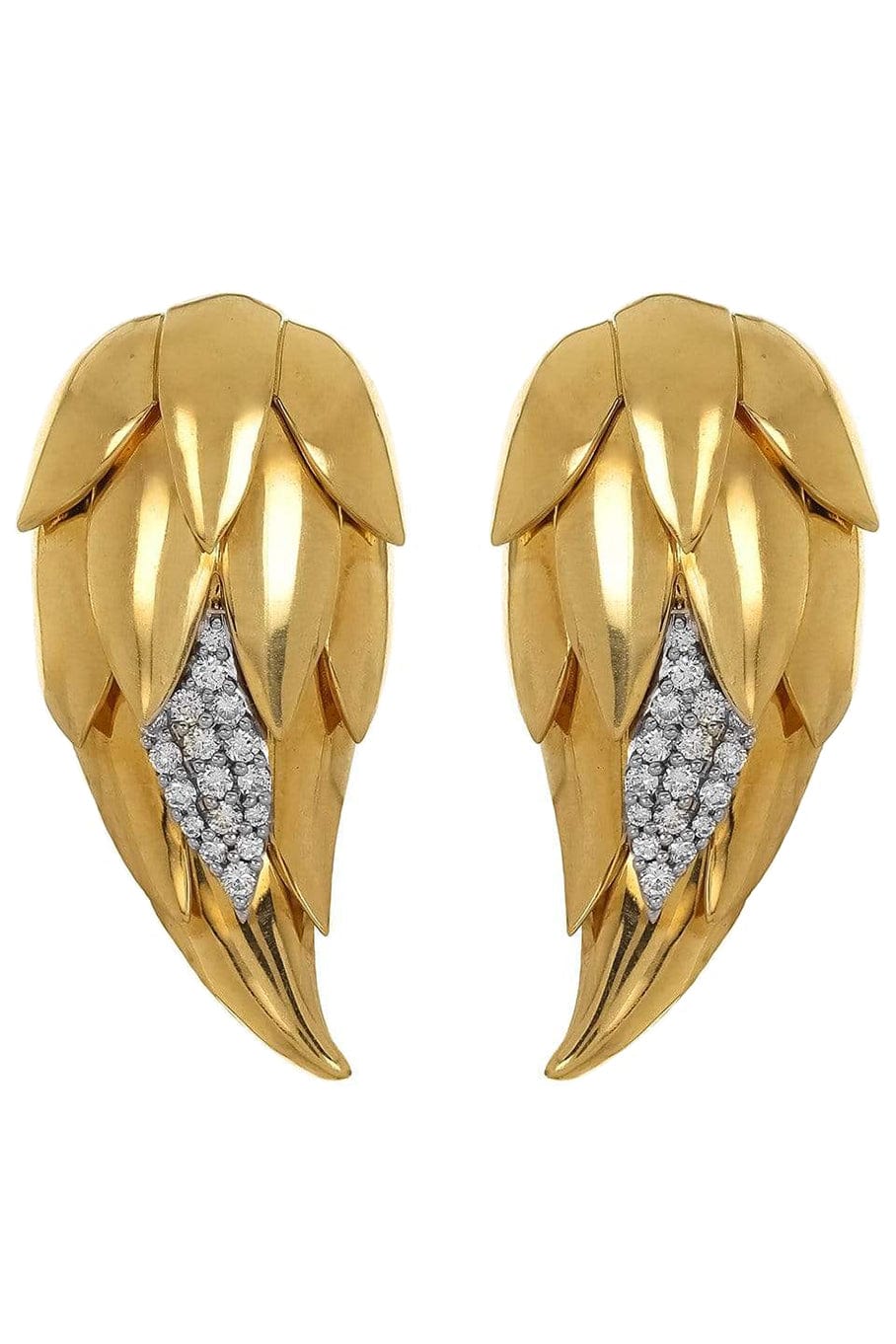 PIRANESI-Gold and Diamond Flame Earrings-YELLOW GOLD