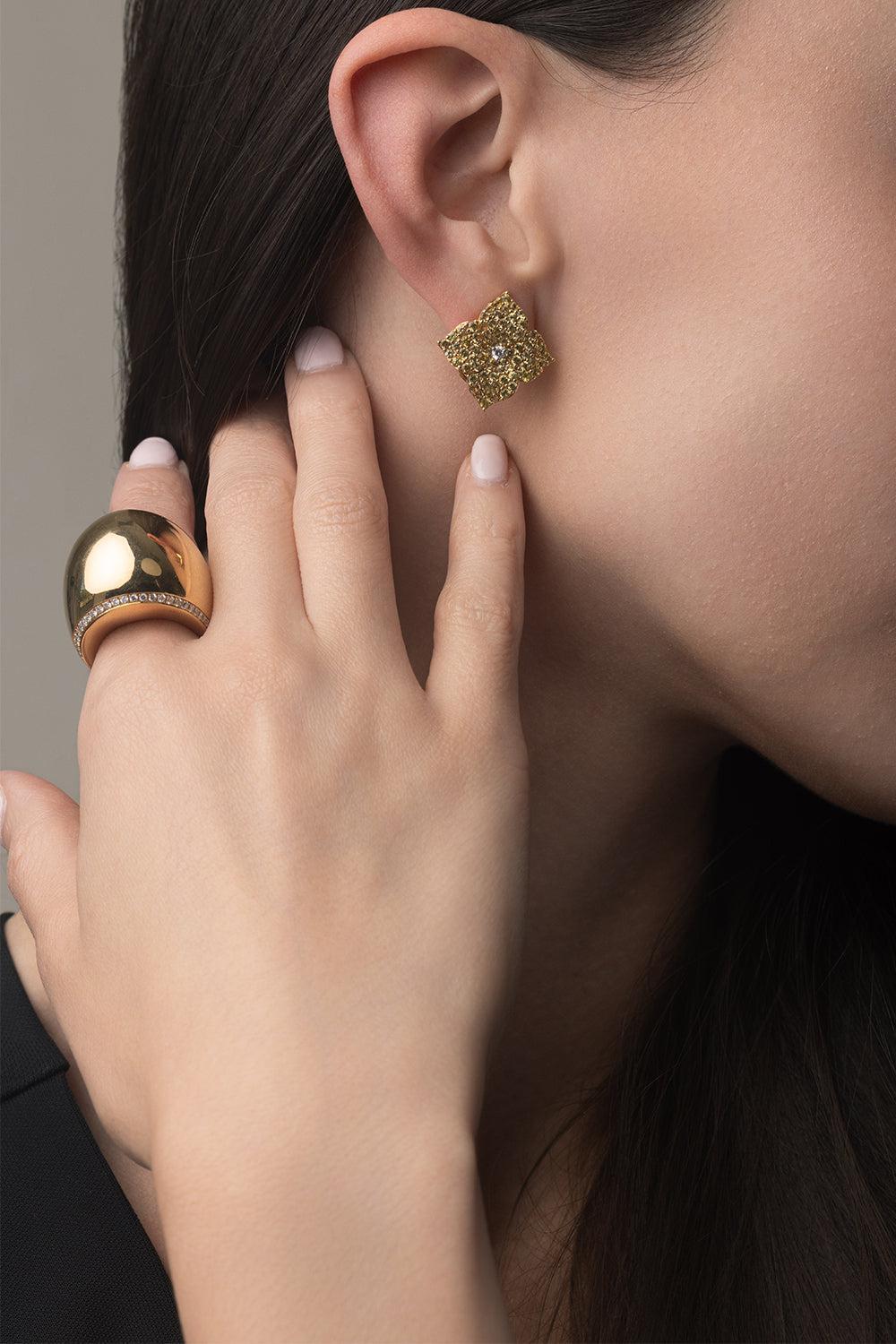 Large Fiore Yellow Sapphire Earrings-YELLOW GOLD-JEWELRYFINE JEWELEARRING-PIRANESI