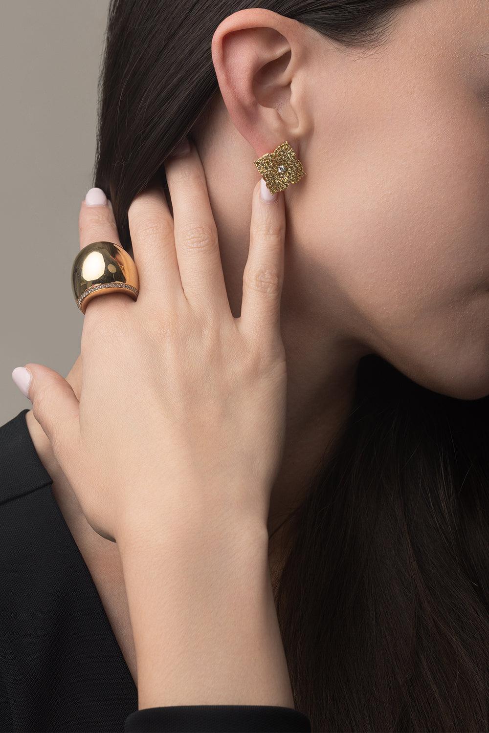 Large Fiore Yellow Sapphire Earrings-YELLOW GOLD-JEWELRYFINE JEWELEARRING-PIRANESI