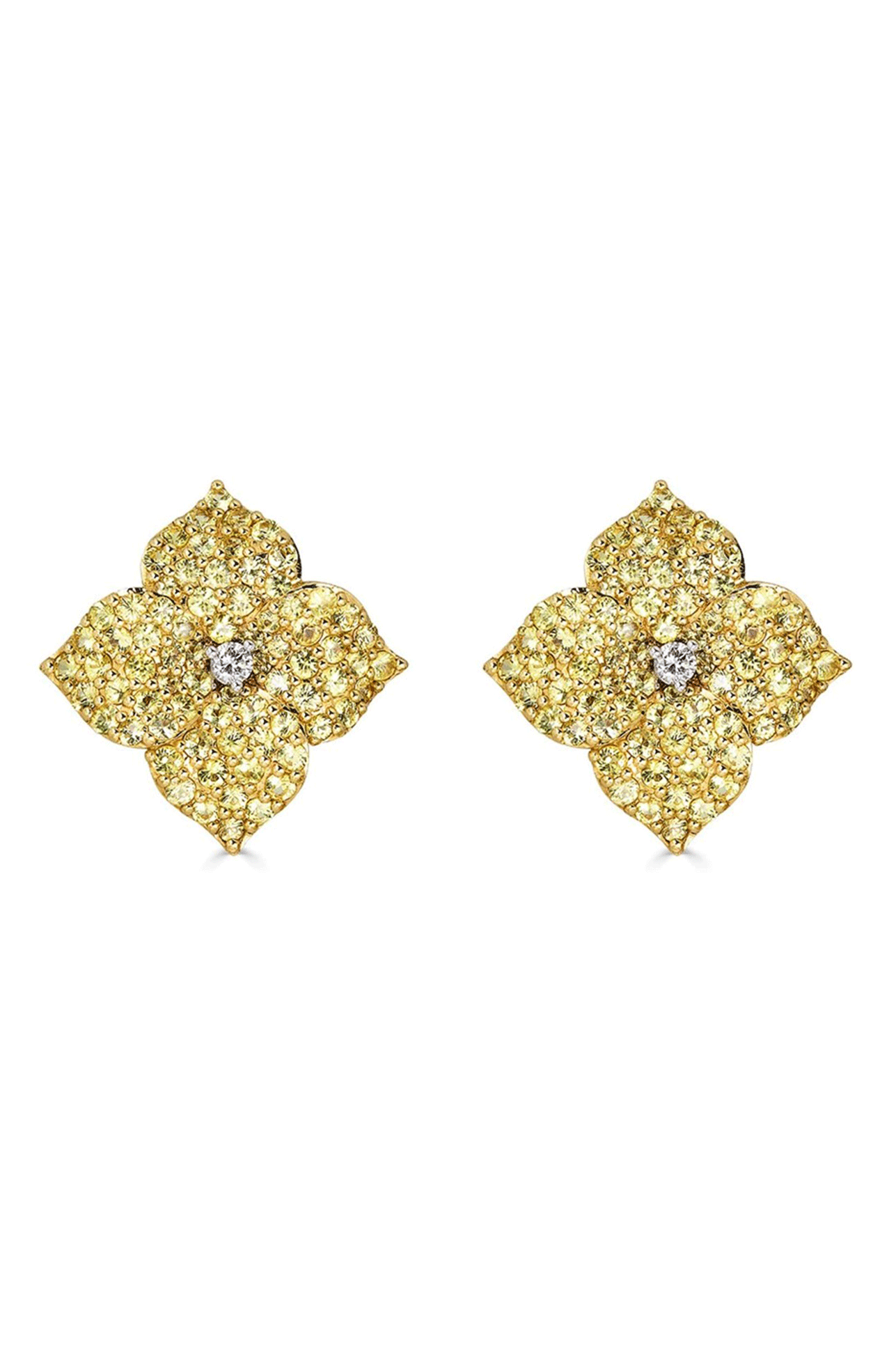 Large Fiore Yellow Sapphire Earrings-YELLOW GOLD-JEWELRYFINE JEWELEARRING-PIRANESI