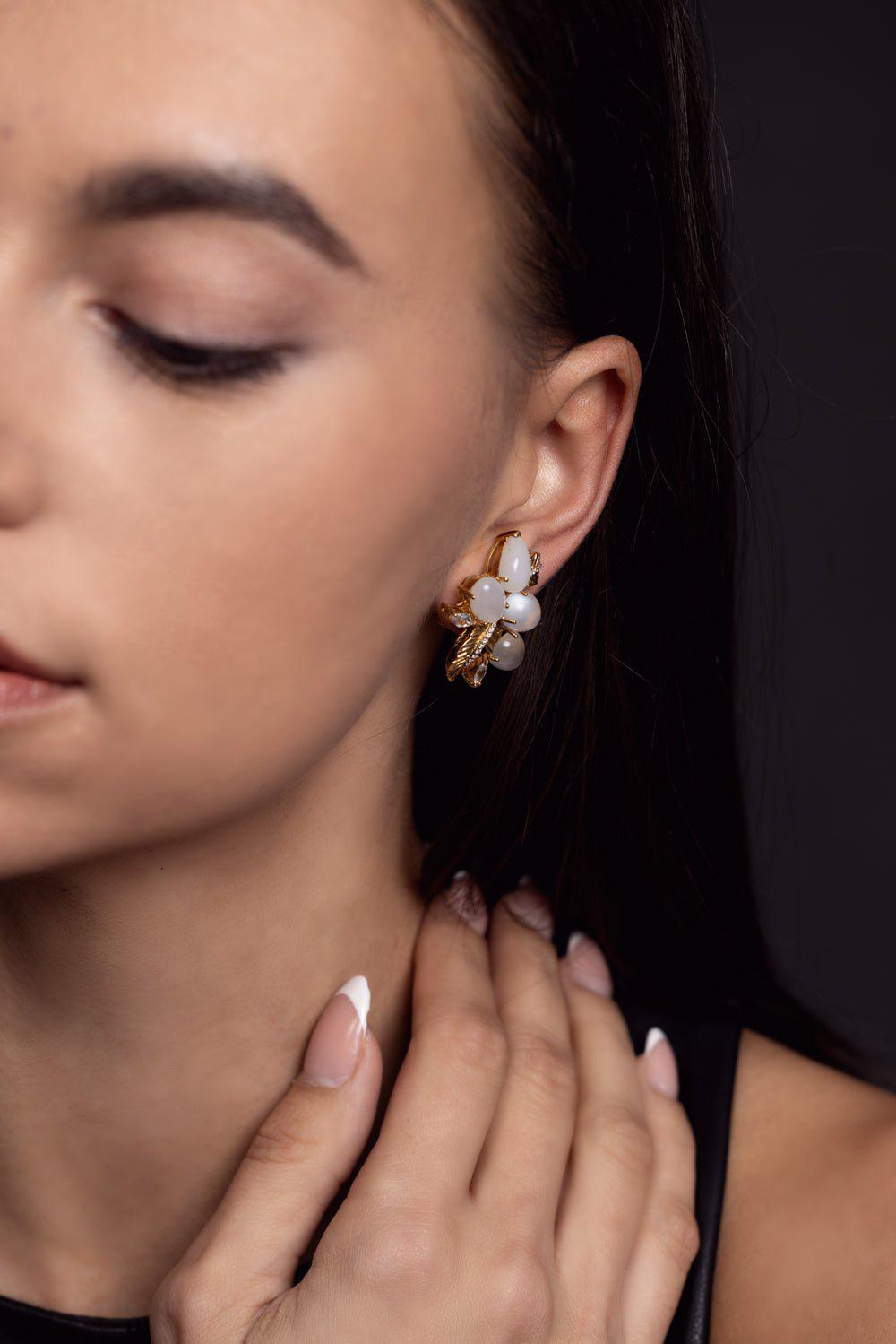 PIRANESI-Pietra Cabochon Cluster Earrings-YELLOW GOLD