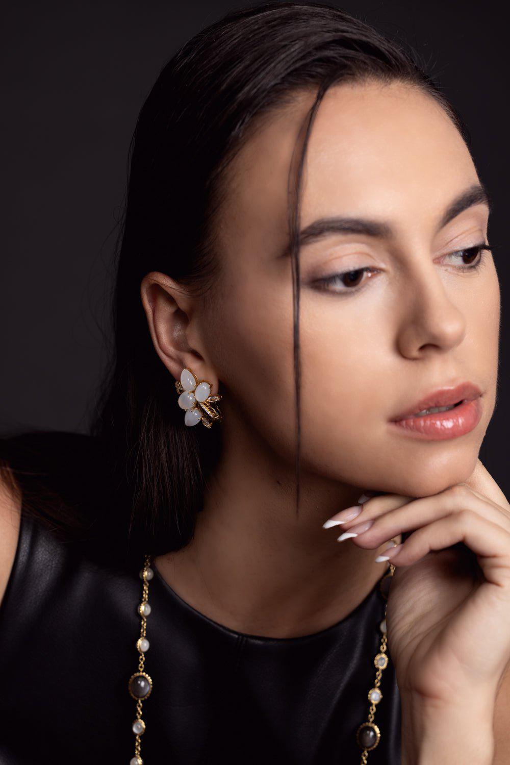 PIRANESI-Pietra Cabochon Cluster Earrings-YELLOW GOLD