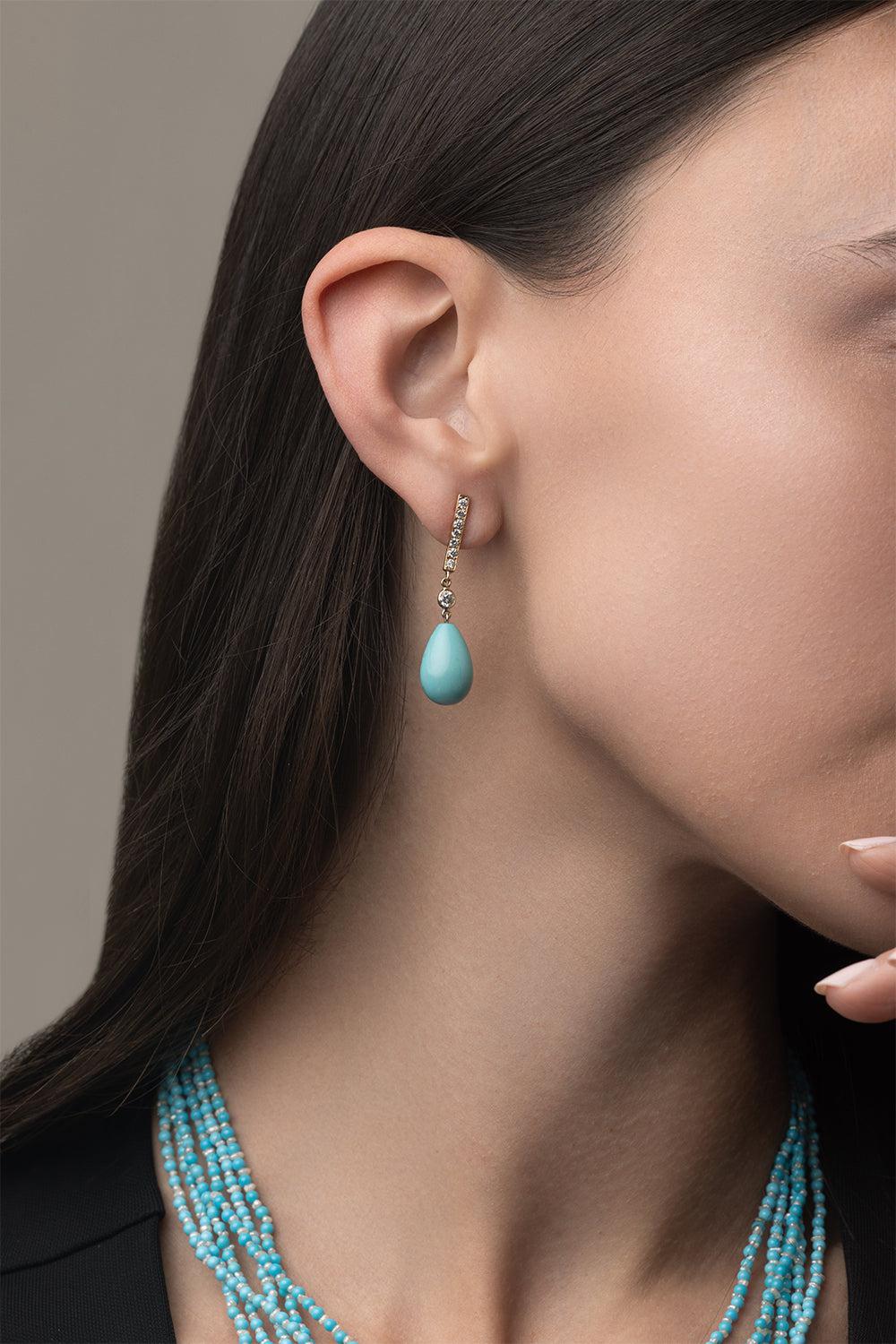 Turquoise Drop Earrings-YELLOW GOLD-JEWELRYFINE JEWELEARRING-PIRANESI