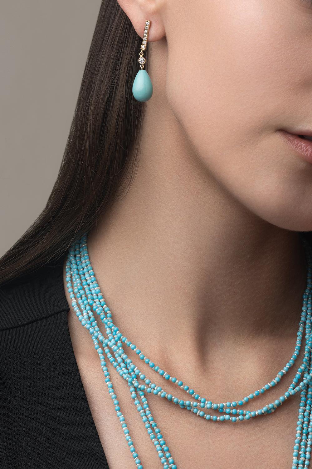 Turquoise Drop Earrings-YELLOW GOLD-JEWELRYFINE JEWELEARRING-PIRANESI