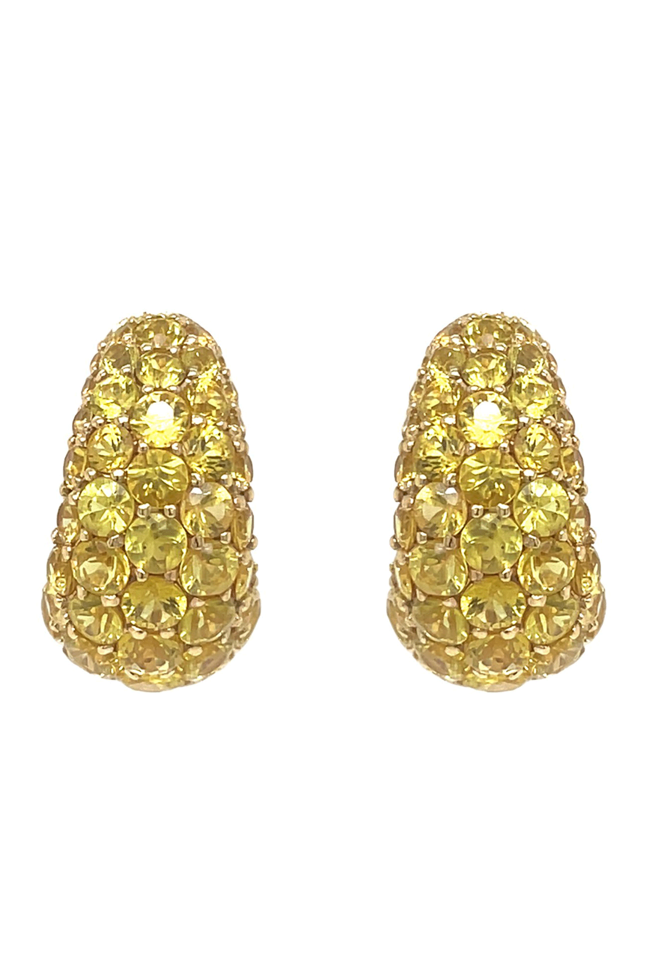 Yellow Sapphire Dome Huggie Earrings-YELLOW GOLD-JEWELRYFINE JEWELEARRING-PIRANESI