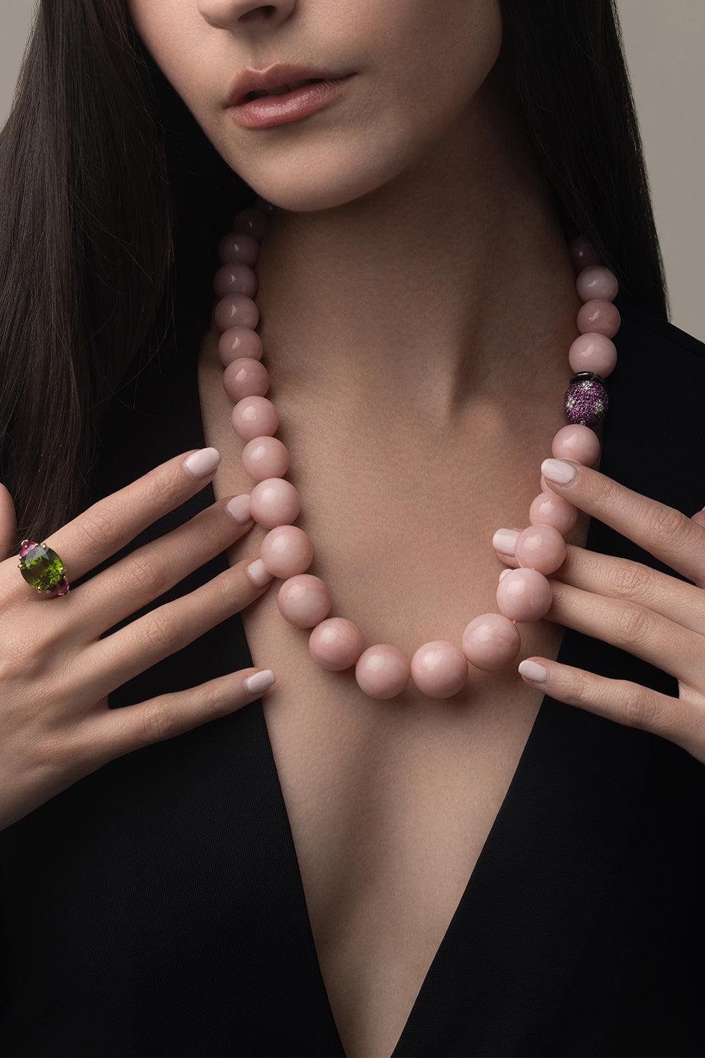 Opal Beaded Necklace-BLACK GOLD-22.75-JEWELRYFINE JEWELNECKLACE O-PIRANESI