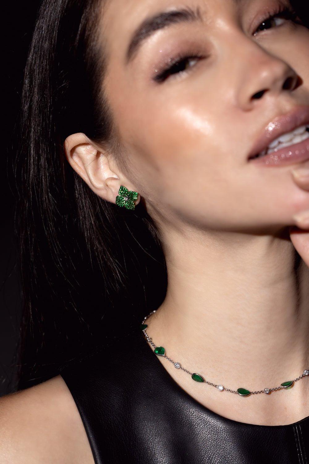PIRANESI-Emerald Diamond Station Necklace-WHITE GOLD