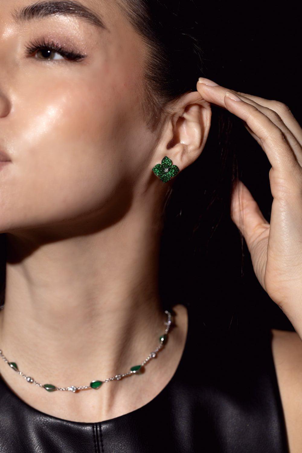 PIRANESI-Emerald Diamond Station Necklace-WHITE GOLD