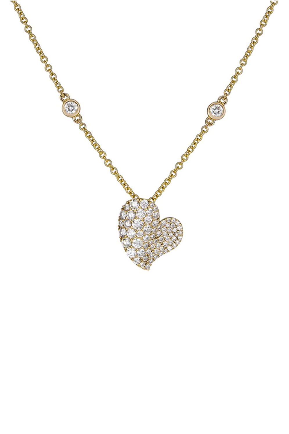 Diamond Small Wave Heart Necklace-YELLOW GOLD-17-JEWELRYFINE JEWELNECKLACE O-PIRANESI