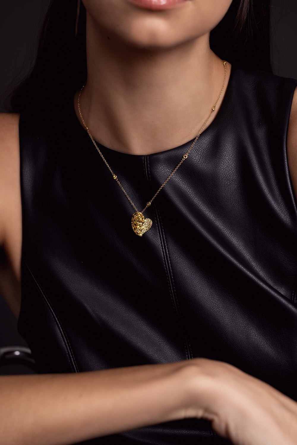 PIRANESI-Wave Heart Medium Necklace-YELLOW GOLD