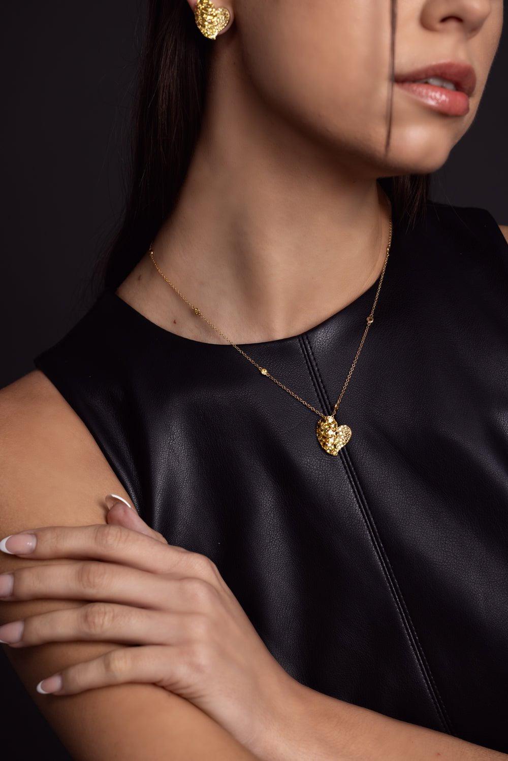PIRANESI-Wave Heart Medium Necklace-YELLOW GOLD