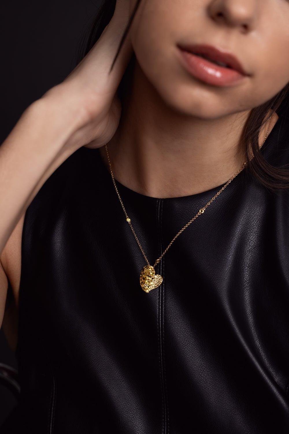 PIRANESI-Wave Heart Medium Necklace-YELLOW GOLD