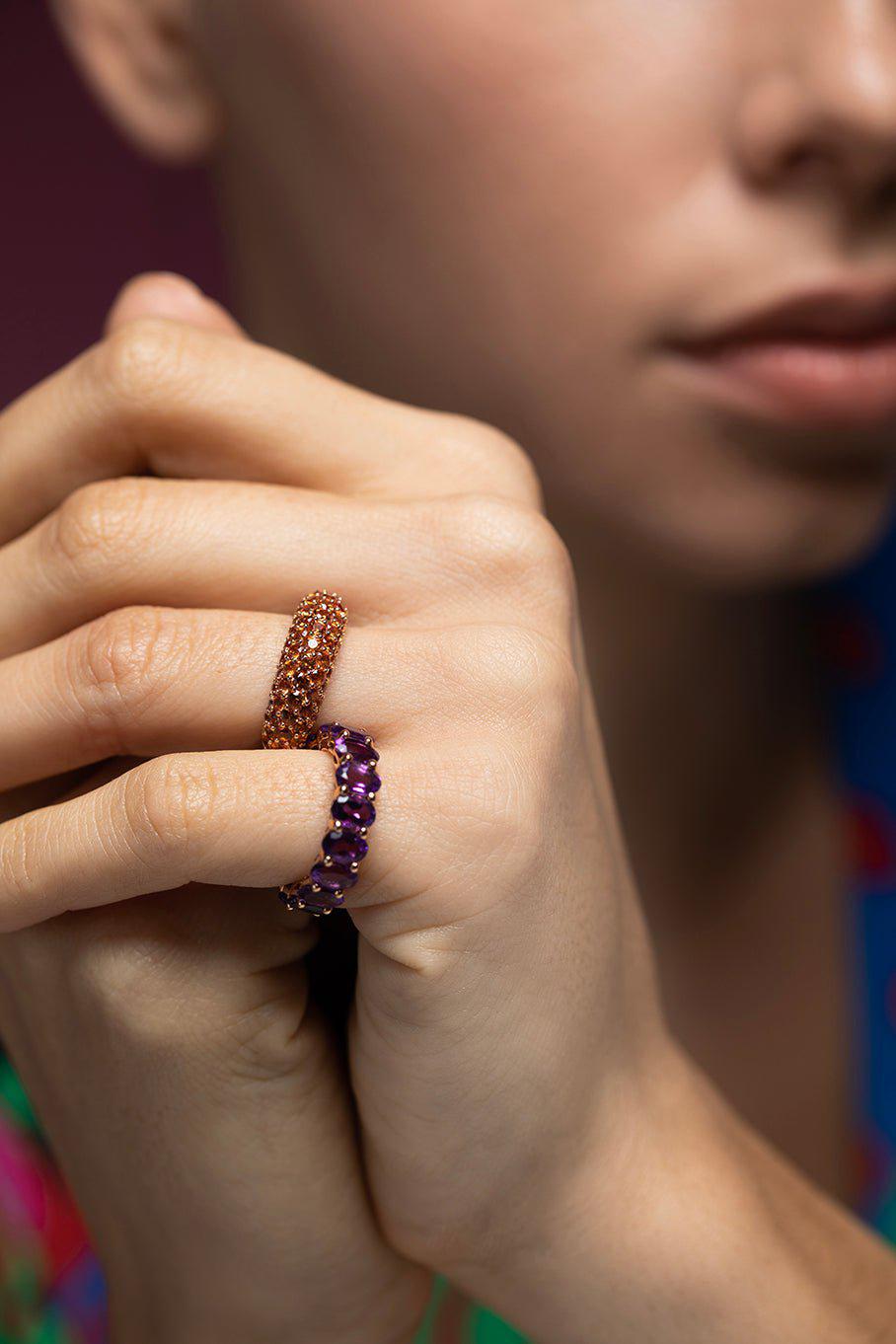 PIRANESI-Oval Amethyst Ring-ROSE GOLD